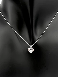 10K White Gold 0.01cttw Round Cut Diamond Pendant, 18"