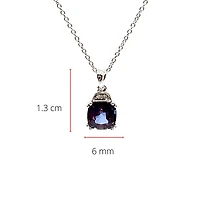10K White Gold 6mm Cushion Cut Created Alexandrite & 0.01cttw Diamond Pendant, 18"
