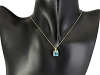 10K Yellow Gold 8mm Swiss Blue Topaz and 0.005cttw Diamond Necklace - 18 Inches