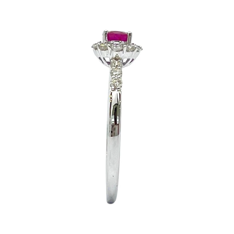 14K White Gold Genuine 0.50cttw Ruby and 0.35cttw Diamond Ring, size 7