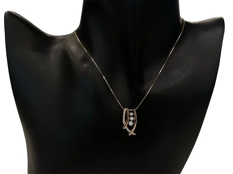 10K Yellow and White Gold 0.33cttw Diamond Pulse Necklace, 18"