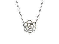 14K White Gold 0.14cttw Floral Diamond Necklace - 18 inches