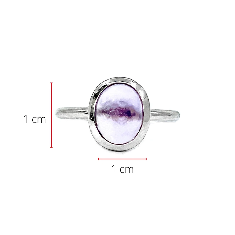 10K White Gold Genuine Cabochon Amethyst  Ring, size 6.5