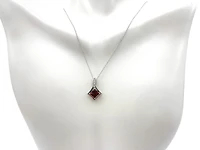 10K White Gold Garnet and Diamond Necklace
