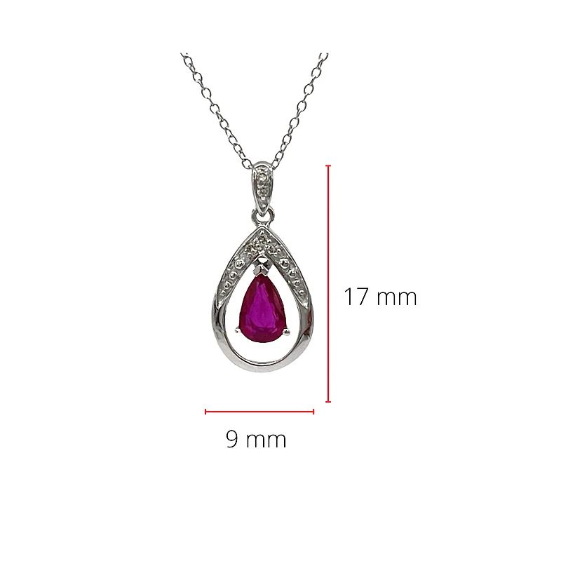 10K White Gold 0.35cttw Ruby and Diamond Necklace, 18"