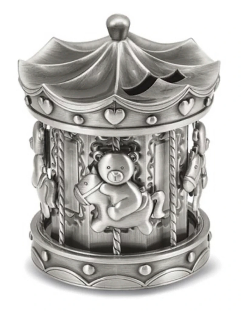Pewter-Tone Finish Carousel Bank