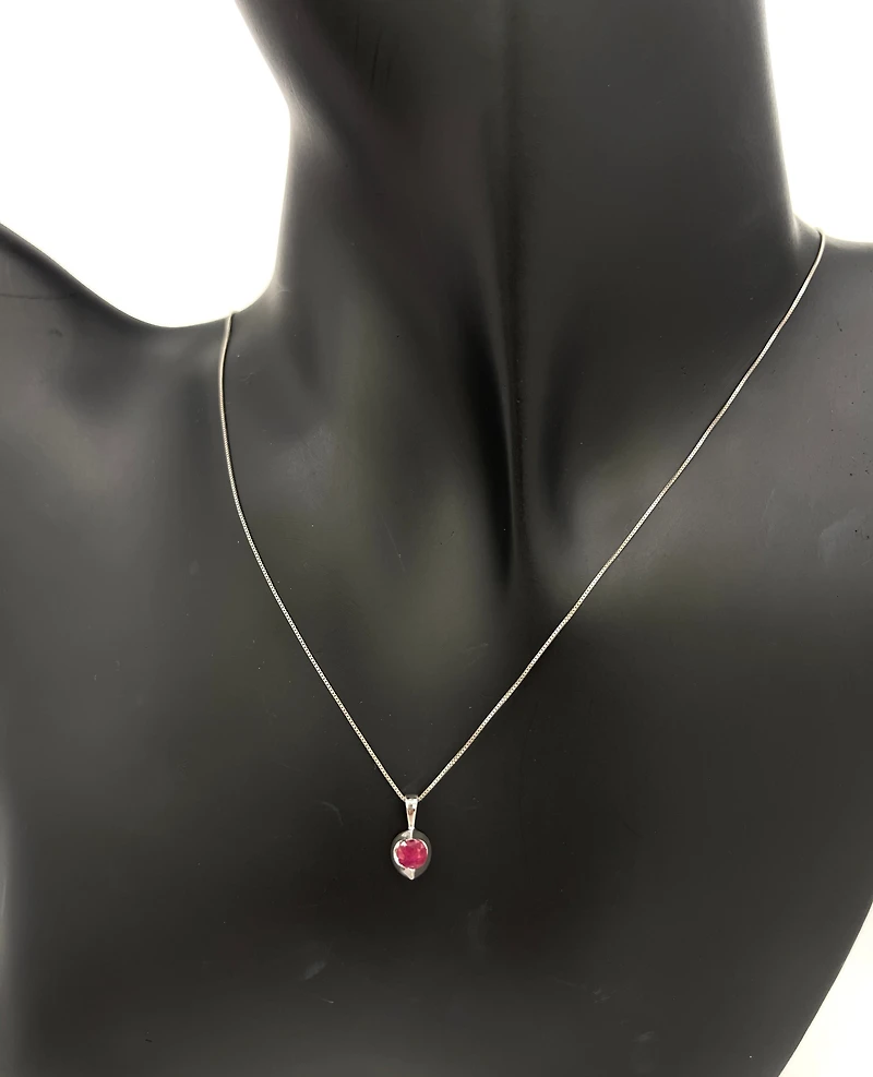 10K White Gold Genuine Ruby Pendant