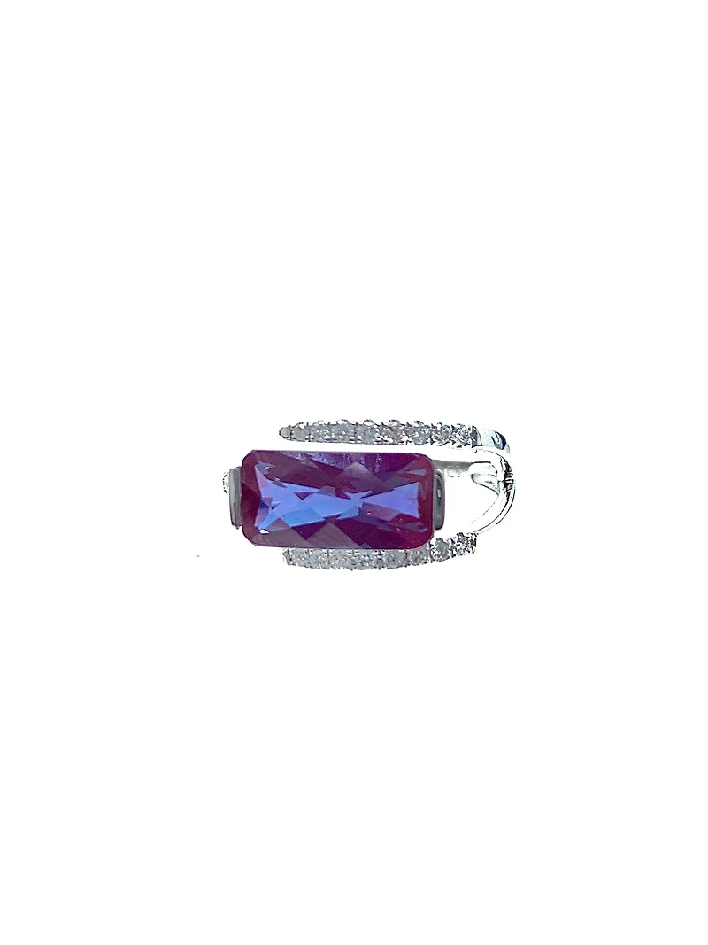 Created Alexandrite and Diamond Ring
