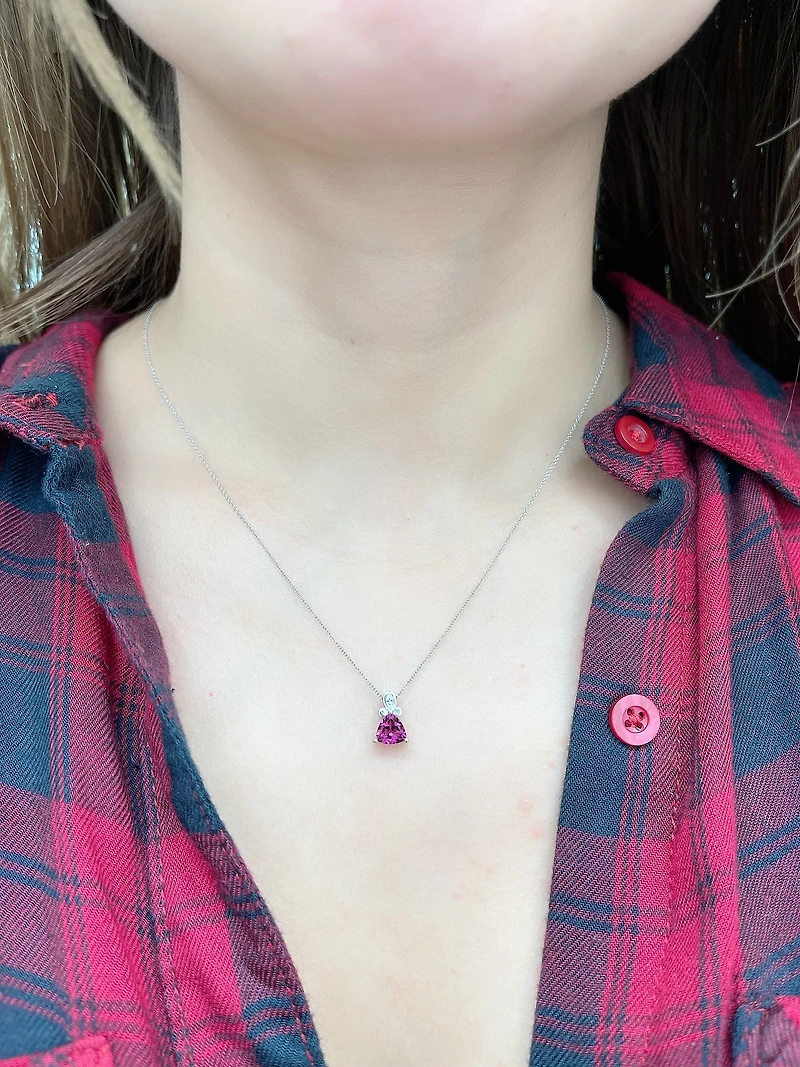 Rhodalite Garnet and Diamond Pendant