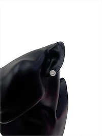 925 Sterling Silver 6mm Round Cubic Zirconia Halo Stud Earrings - 9mm