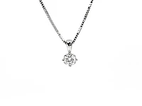 14K White Gold 0.17cttw Round Cut Canadian Diamond Pendant, 18”