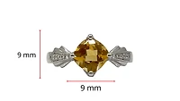 10K White Gold Citrine & Diamond Ring- Size 6.5