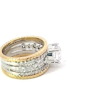 14K White & Yellow Round Brilliant Cut Diamond Ring - Mount Only (No centre diamond) / Gold