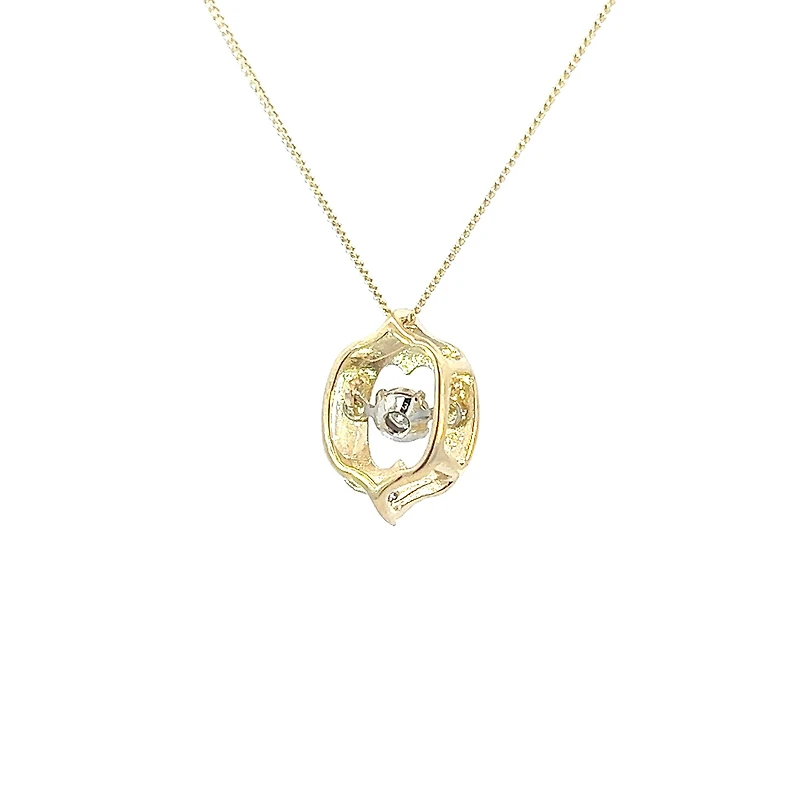 10K Yellow Gold 0.05cttw Diamond Pulse Pendant, 18"