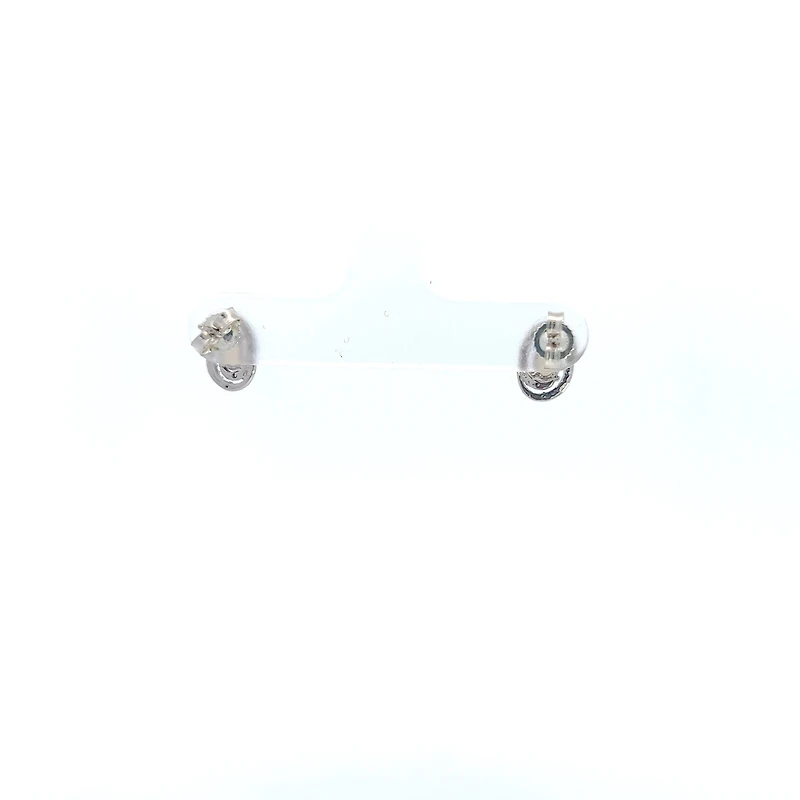 925 Sterling Silver Opal & Diamond Stud Earrings