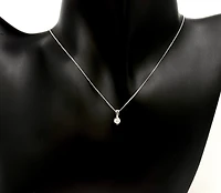 14K White Gold 0.10cttw Canadian Diamond Mezza Luna Necklace