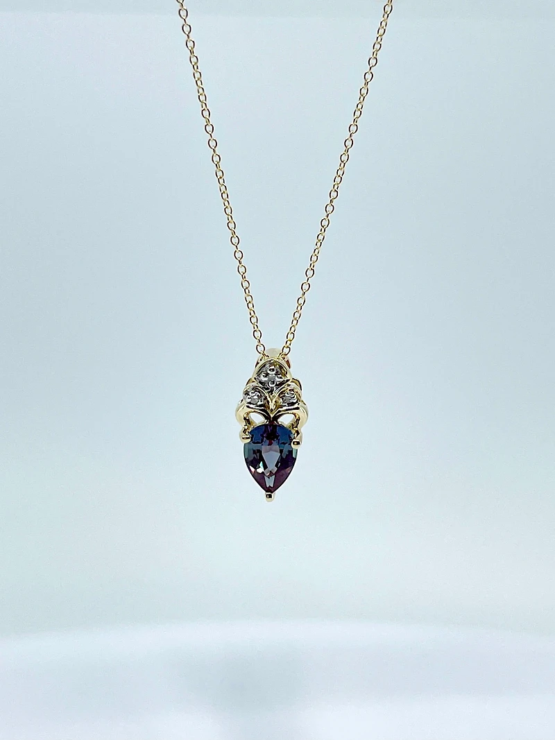 Created Alexandrite and Diamond Pendant