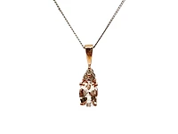 10K Rose Gold 0.40cttw Morganite & 0.03cttw Diamond Pendant, 18"