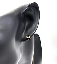 10K Two Tone Rose and White Gold 0.02cttw Diamond Heart Shaped Stud Earrings