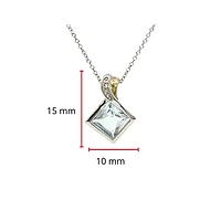 10K White and Yellow Gold 6mm Princess Cut Aquamarine and 0.005cttw Diamond Pendant, 18"