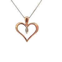 10K White and Rose Gold 0.008 cttw Diamond Heart Pendant, 18"