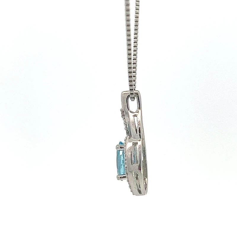925 Sterling Silver Blue Topaz & Diamond Necklace