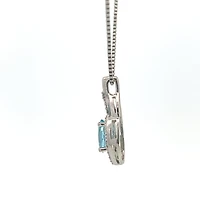 925 Sterling Silver Blue Topaz & Diamond Necklace