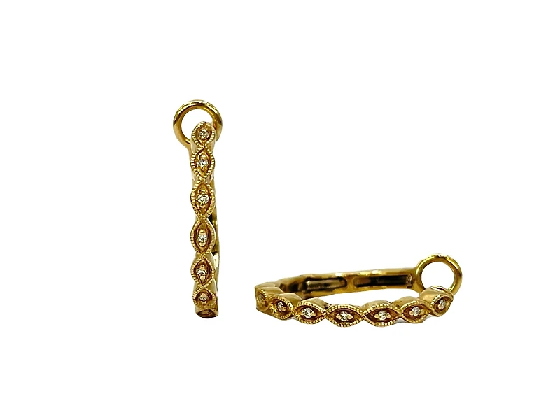 14K Yellow Gold 0.05cttw Canadian Diamond Hoop Earrings