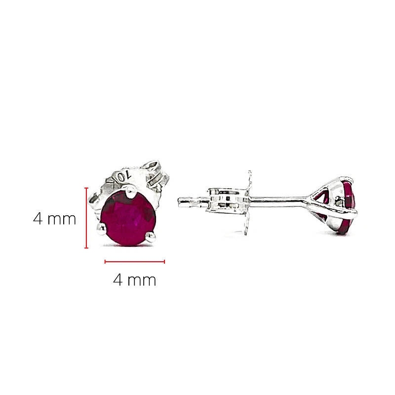 10K White Gold 0.50cttw Genuine Ruby stud Earrings