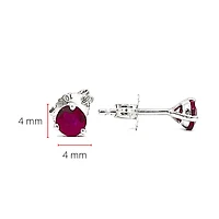 10K White Gold 0.50cttw Genuine Ruby stud Earrings