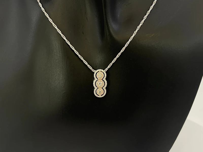 14K White & Rose Gold 0.43cttw Diamond Pendant, 18"