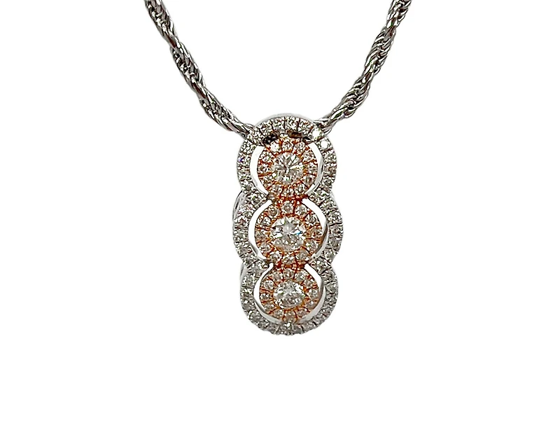 14K White & Rose Gold 0.43cttw Diamond Pendant, 18"