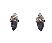 10K White Gold 1.0cttw Created Alexandrite and 0.03cttw Diamond Earrings