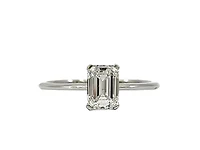 14K Gold 1.00 cttw Lab Grown Diamond Emerald Cut Solitaire Engagement Ring - /