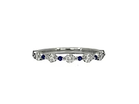 18K White Gold & Palladium (hypoallergenic) Blue Sapphire 0.42cttw Canadian Diamond Ring, 6.5