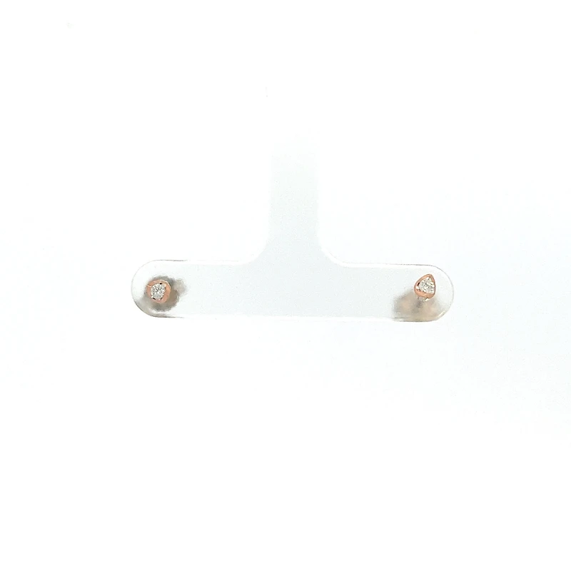 10K White and Rose Gold Diamond Solitaire Earrings 0.06cttw