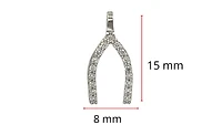 10K White Gold Cubic Zirconia Wishbone Charm - 15mm x 8mm