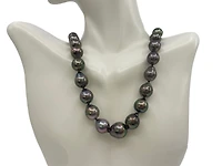 9-13mm Black Tahitian Pearl Strand with 14K Yellow Gold Pearl Clasp - 18"