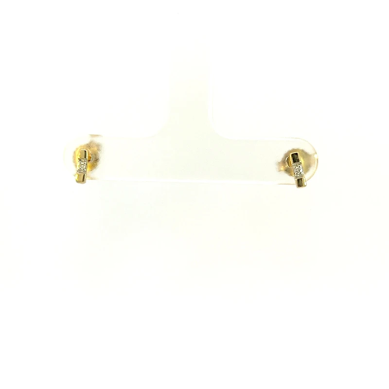 10K Yellow Gold Diamond Bar Solitaire Earrings 0.01cttw
