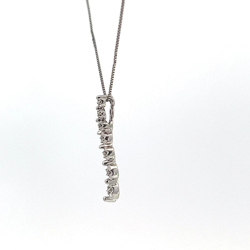 10K White Gold 0.04 cttw Diamond Journey Pendant, 18"