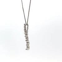 10K White Gold 0.04 cttw Diamond Journey Pendant, 18"