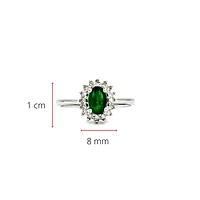 10K White Gold Emerald & 0.16cttw Diamond Ring, size 6.5