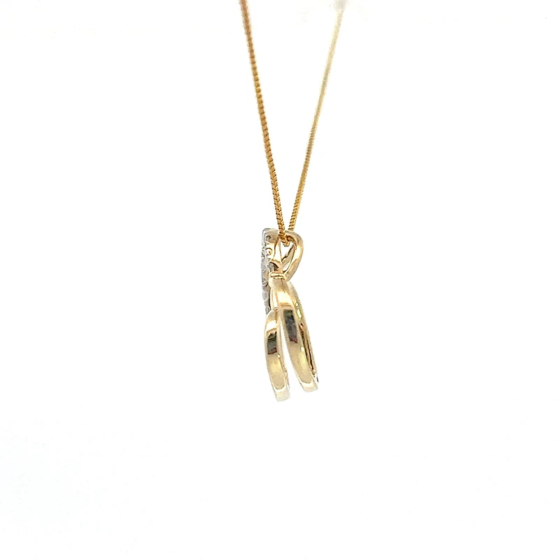 10K Yellow Gold 0.05cttw  Diamond  Heart Pendant, 18"