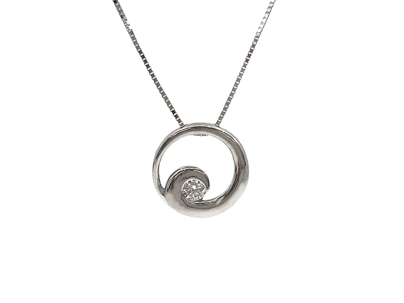 14K White Gold 0.14cttw Canadian Diamond Necklace - 18"