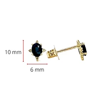 10K Yellow Gold 0.30cttw Genuine Sapphire and 0.04cttw Diamond Stud Earrings