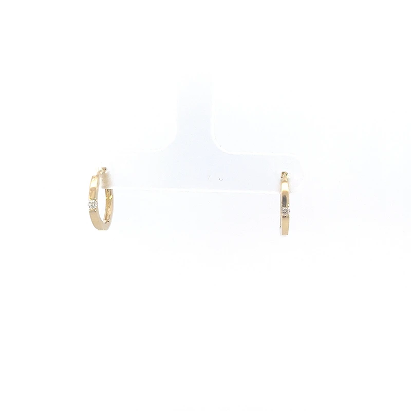10K Gold 0.04cttw Diamond Hoop / Huggie / Hinged Earring