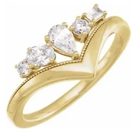 14K White 1/2 CTW Lab-Grown Diamond V Ring - Gold