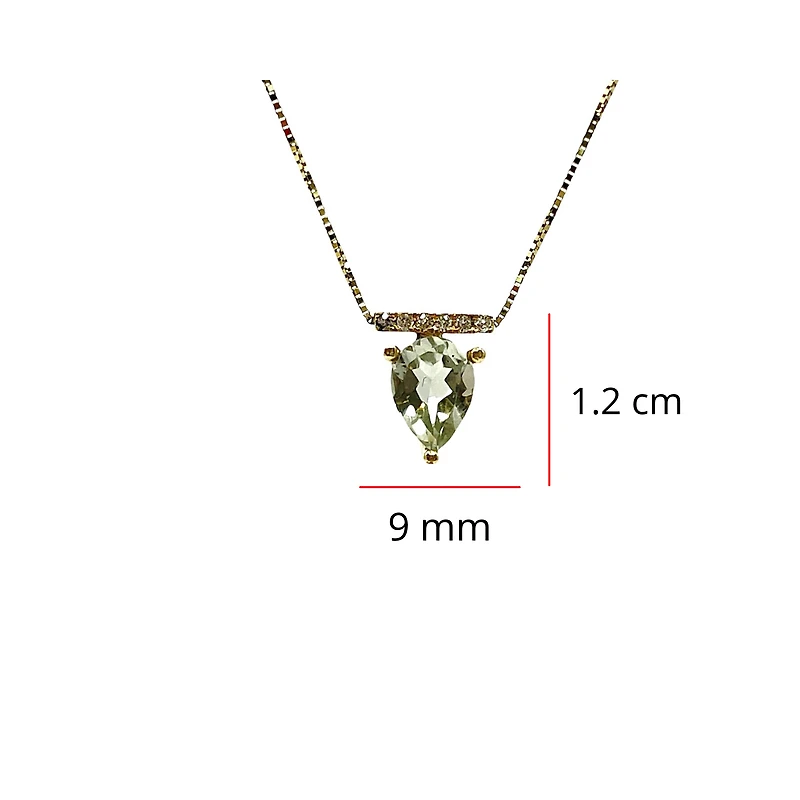 10K Yellow Gold 1.00cttw Green Amethyst (Prasiolite) and 0.042cttw Diamond Necklace, 18"