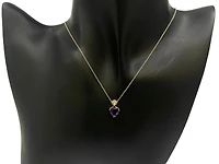 10K Yellow Gold Amethyst & Diamond Necklace, 18"