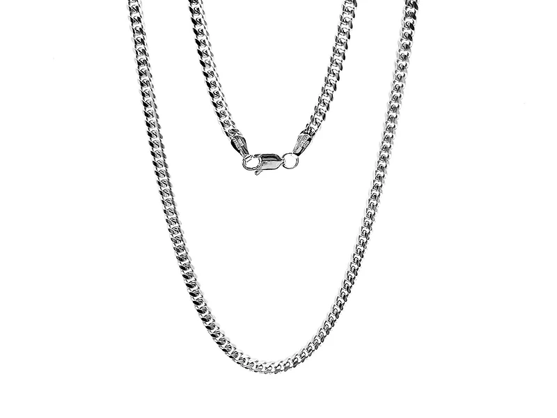 925 Sterling Silver 4.9mm Rhodium Plated Miami Cuban Chain - 24 Inches